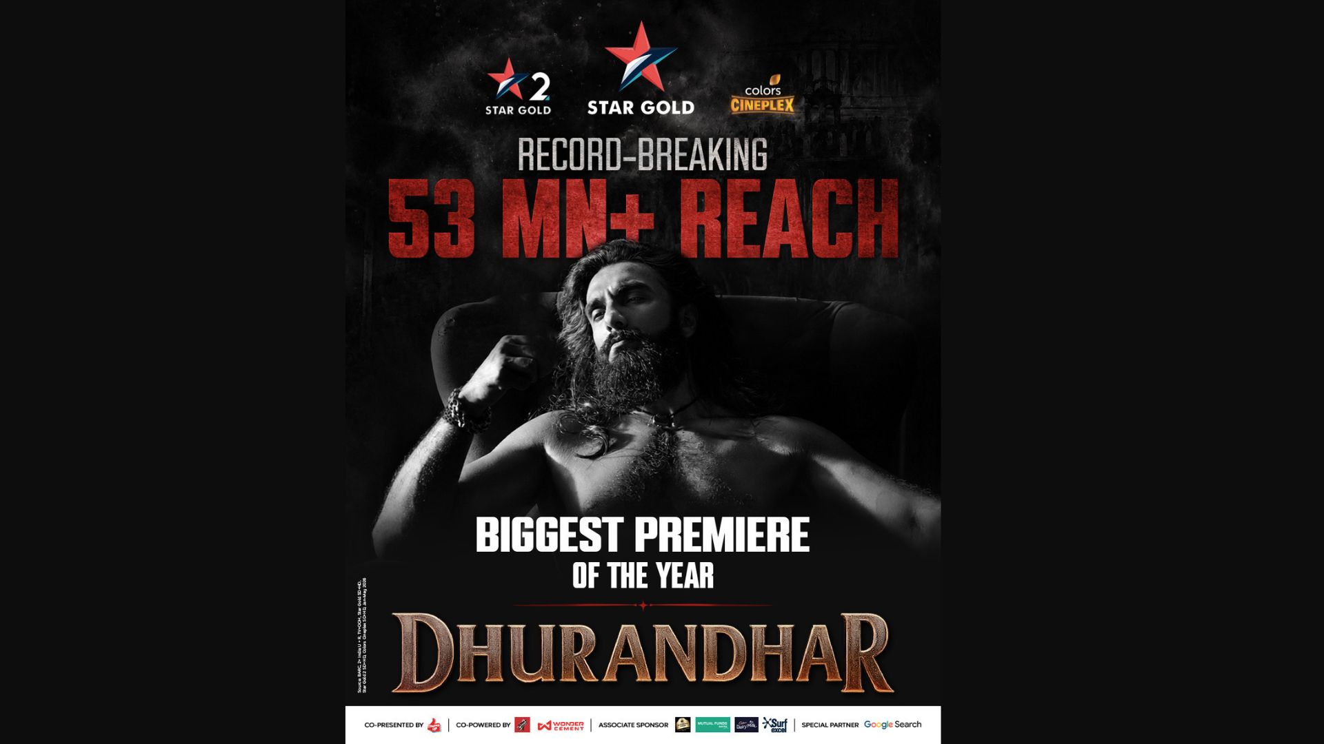 Dhurandhar Delivers a Blockbuster Television Premiere on the JioStar Network, Reaching Over 53 Million Viewers